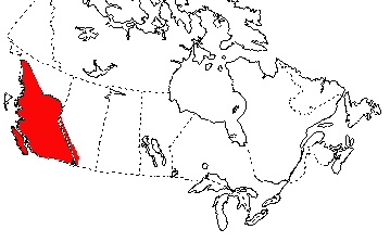 Map of Long-toed salamander in Canada