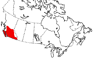 Map of Pacific Treefrog in Canada