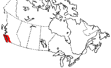 Map of Northern Red-legged Frog in Canada