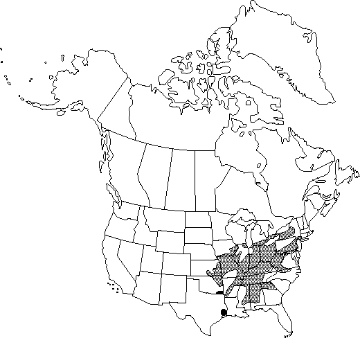 Map of Shellbark hickory, kingnut in Canada
