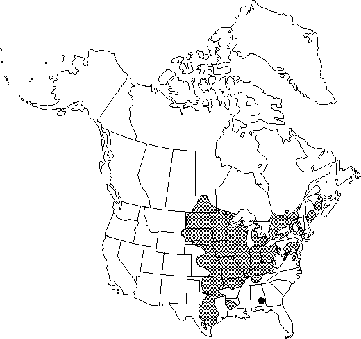 Map of Burr oak, mossy-cup oak in Canada